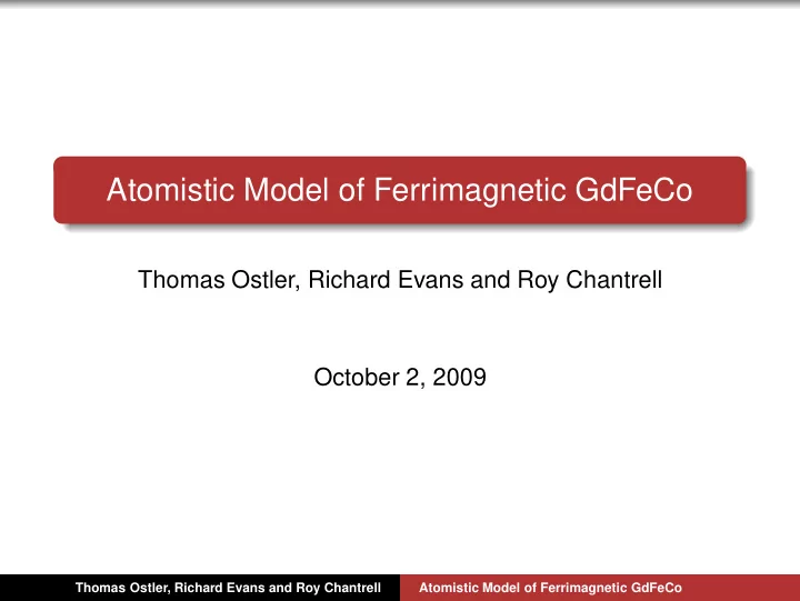 atomistic model of ferrimagnetic gdfeco