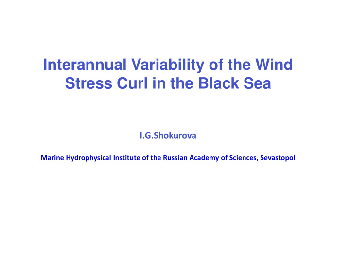 stress curl in the black sea