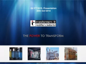 Q2 FY2015 - Presentation 20th Oct2014  DISCLAIMER  This presentation and the discussion that