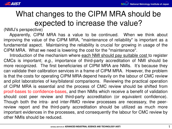 what changes to the cipm mra should be expected to