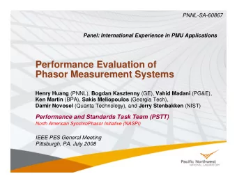 Performance Evaluation of  Performance Evaluation of  Phasor Measurement Systems  Phasor
