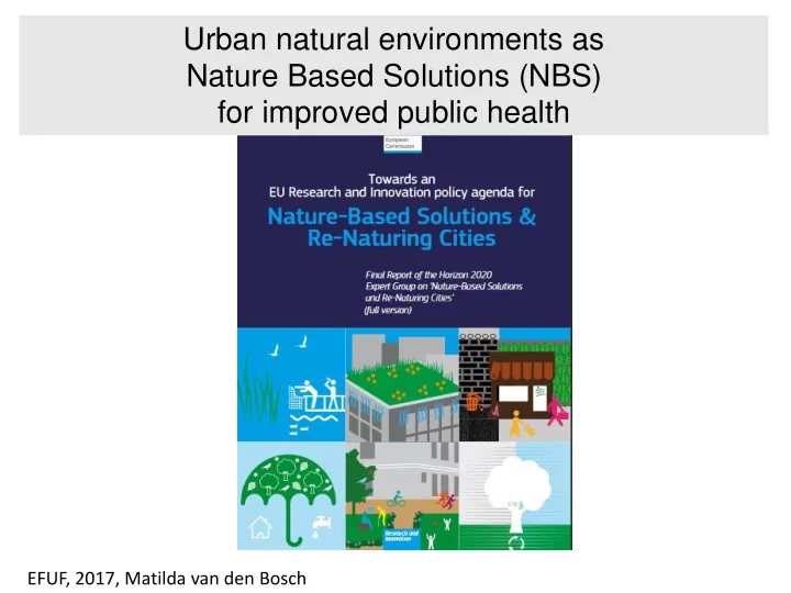 nature based solutions nbs