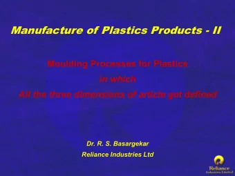 Manufacture of Plastics Products - II  Moulding Processes for Plastics  in which  All the three