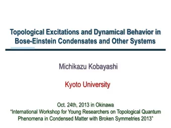 Bose-Einstein Condensates and Other Systems  Michikazu Kobayashi  Kyoto University  Oct. 24th, 2013