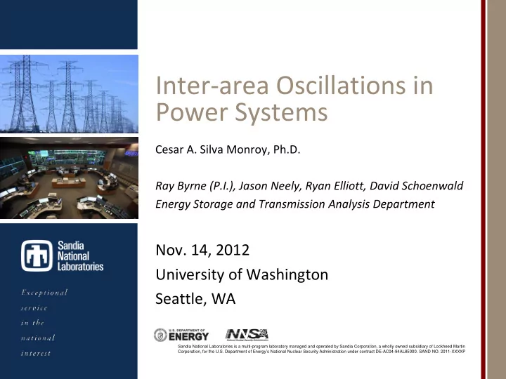 inter area oscillations in