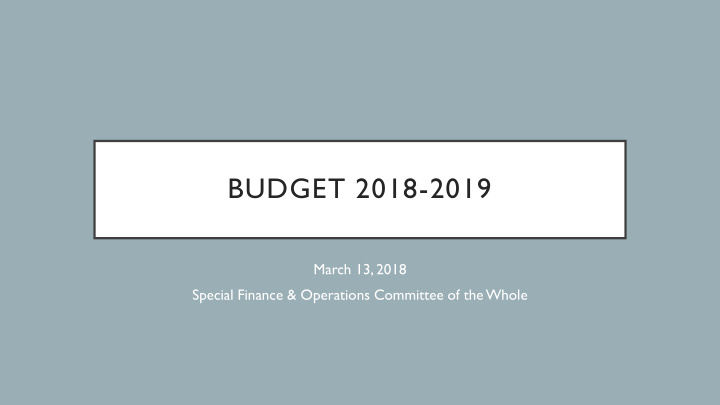 budget 2018 2019