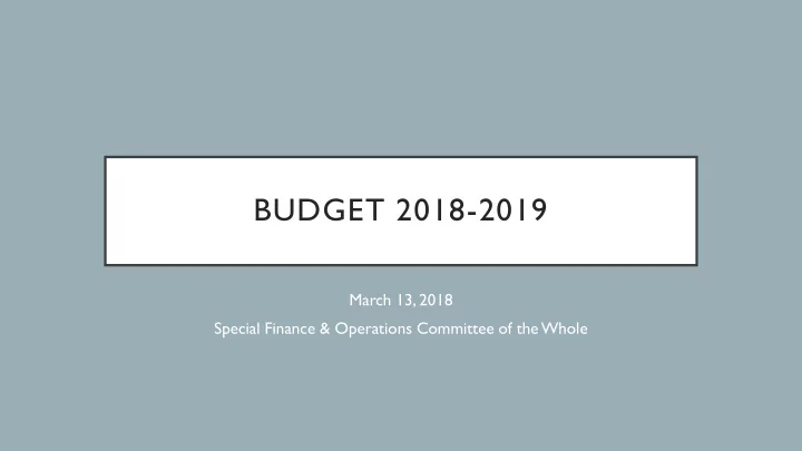 budget 2018 2019