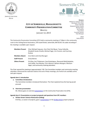 J OSEPH A. C URTATONE M AYOR M EMBERS  Michael A. Capuano, Chair  Dick Bauer, Vice Chair C ITY OF S