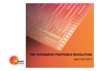 THE INTEGRATED PHOTONICS REVOLUTION  April 11th 2017  OUTLINE  Introduction to SMART Photonics