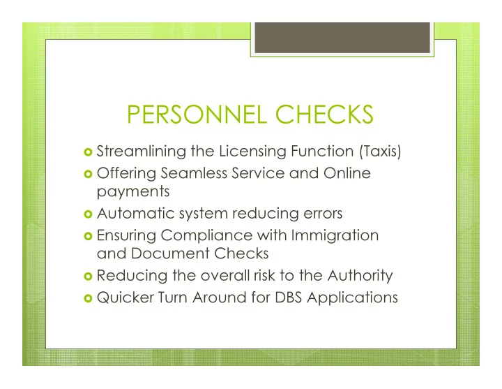 personnel checks