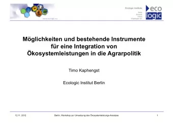 Mglichkeiten und bestehende Instrumente  fr eine Integration von  kosystemleistungen in die