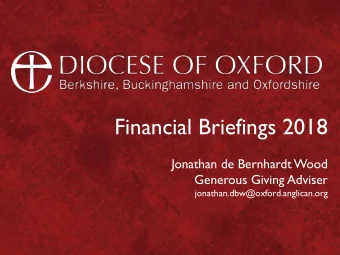 Financial Briefings 2018  Jonathan de Bernhardt Wood  Generous Giving Adviser