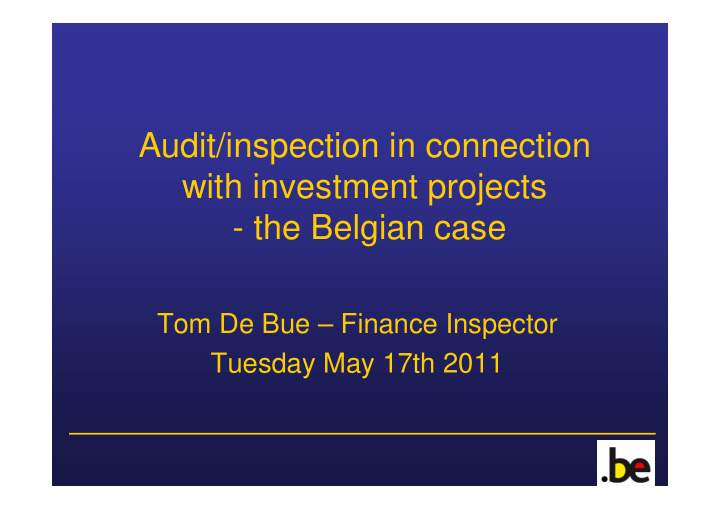 audit inspection in connection with investment projects