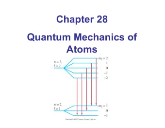 Chapter 28  Quantum Mechanics of  Atoms 28.1 Quantum Mechanics   The  Theory  Quantum