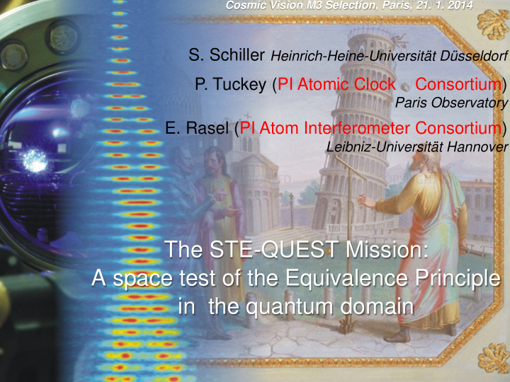 the ste quest mission a space test of the equivalence