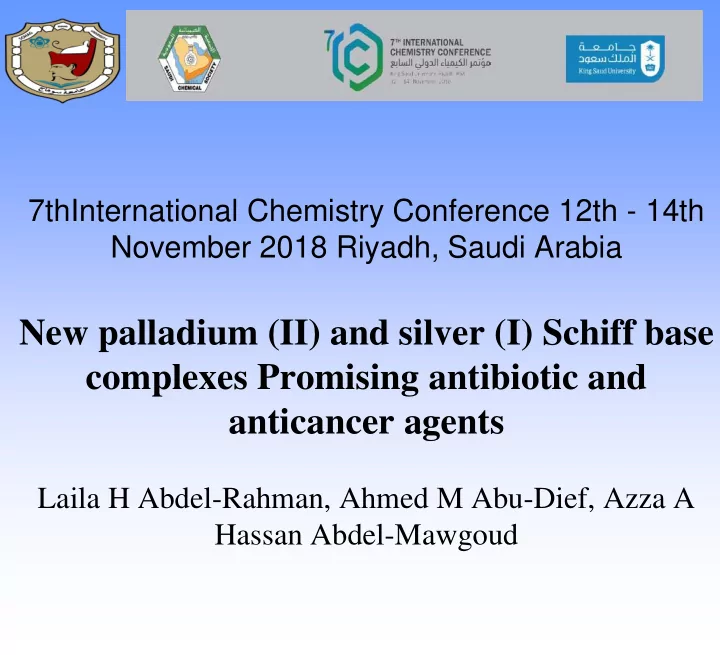 new palladium ii and silver i schiff base complexes