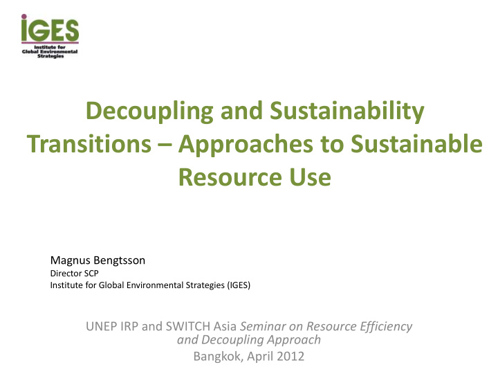 transitions approaches to sustainable