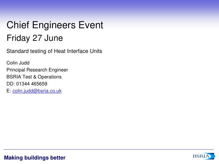 chief engineers event