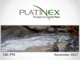 November 2017  FORWARD LOOKING INFORMATION  This document has been prepared by Platinex Inc. and