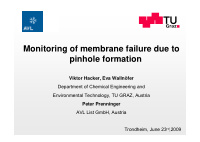 monitoring of membrane failure due to pinhole formation