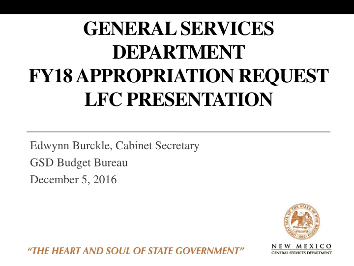 general services department fy18 appropriation request