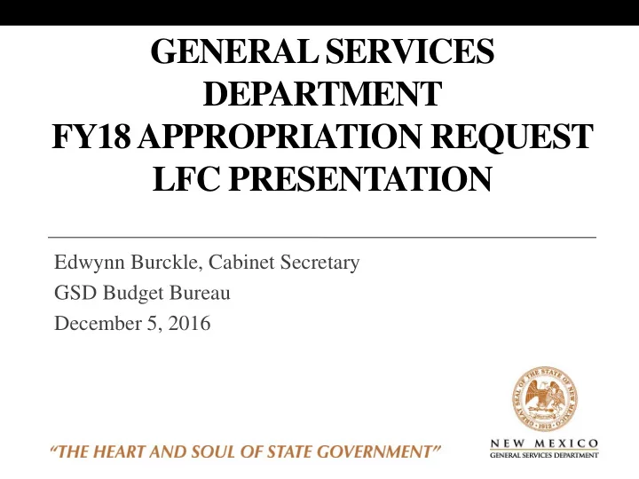 general services department fy18 appropriation request