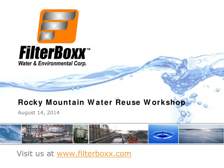 rocky mountain w ater reuse w orkshop