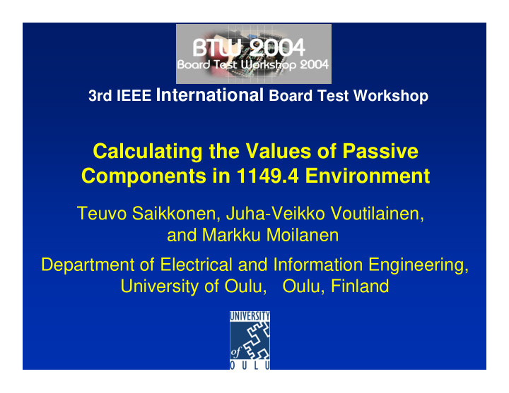 calculating the values of passive components in 1149 4