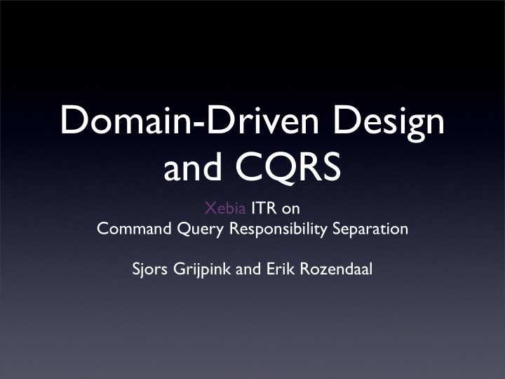 domain driven design and cqrs
