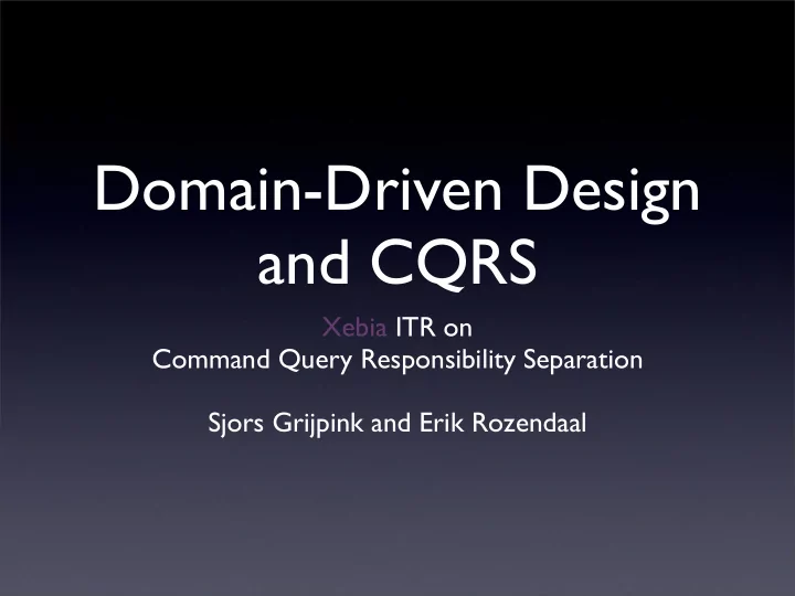 domain driven design and cqrs