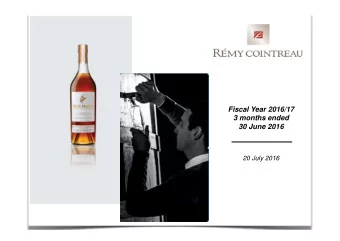 Fiscal Year 2016/17  3 months ended  30 June 2016  20 July 2016  Key Messages  Q1 performance