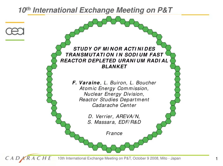 10 th international exchange meeting on p t