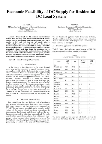 Economic Feasibility of DC Supply for Residential  DC Load System  SAI VEENA  ASHOK S.  M.Tech