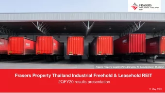 Frasers Property Thailand Industrial Freehold &amp; Leasehold REIT  2QFY20 results presentation  11