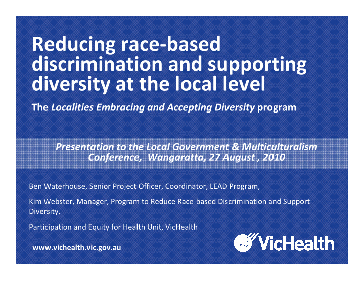 reducing race based discrimination and supporting