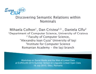 Workshop on Social Media and the Web of Linked Data  at EUROLAN 2015 Summer School on Linguistic