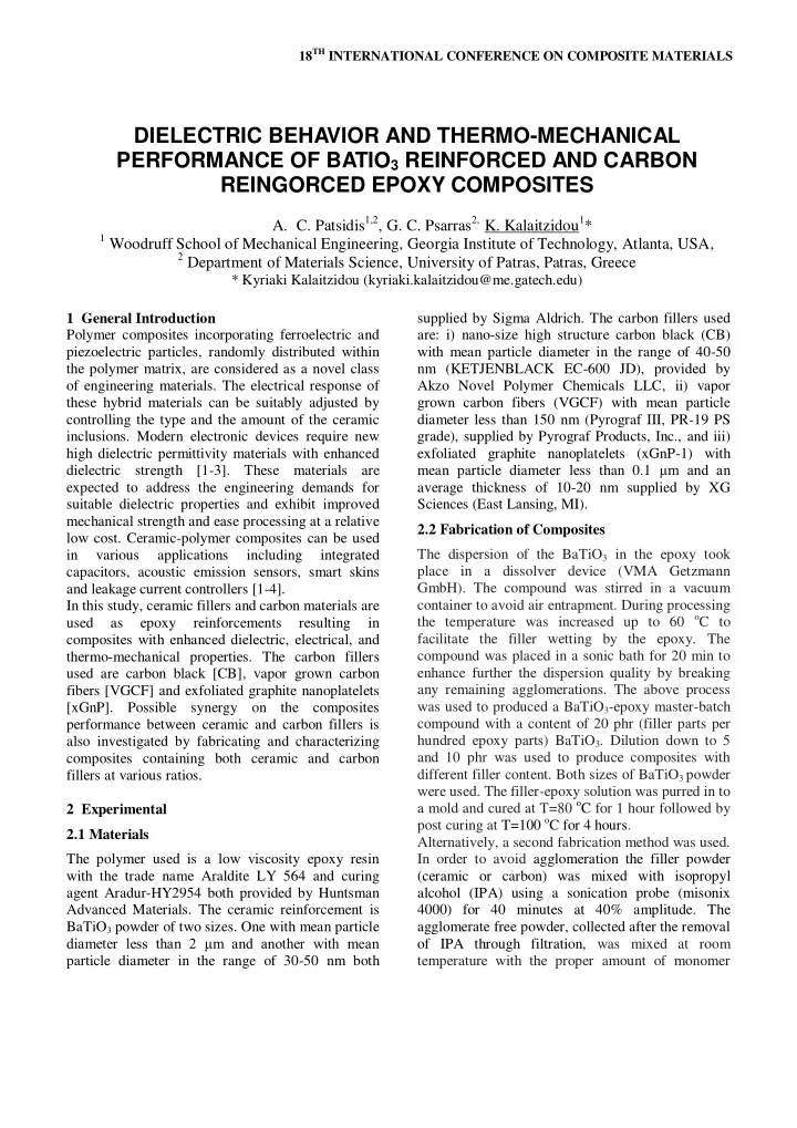 dielectric behavior and thermo mechanical performance of