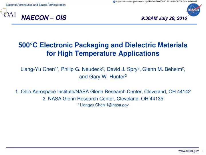 500 c electronic packaging and dielectric materials for
