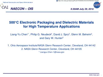 500C Electronic Packaging and Dielectric Materials  for High Temperature Applications Liang-Yu