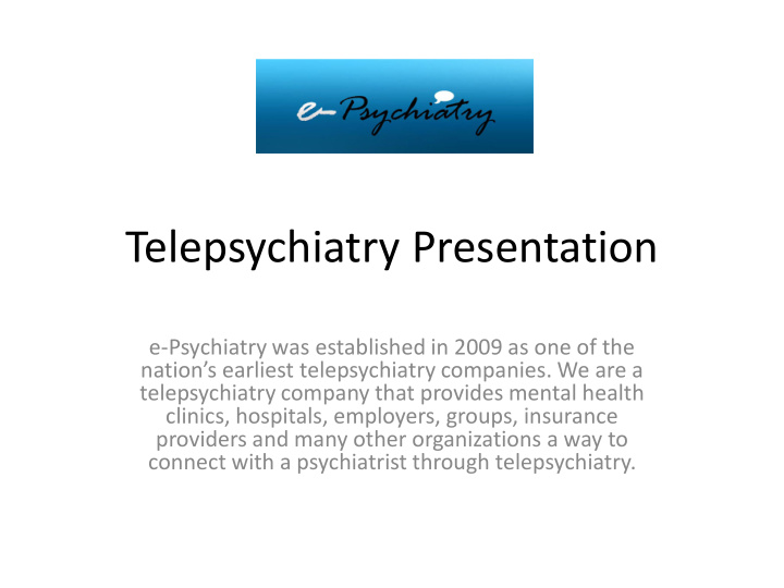 telepsychiatry presentation