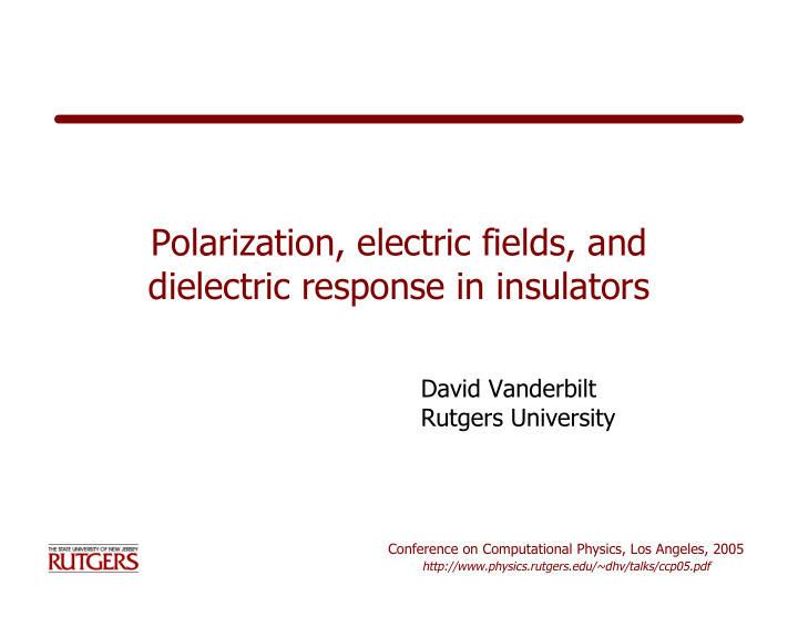 polarization electric fields and dielectric response in