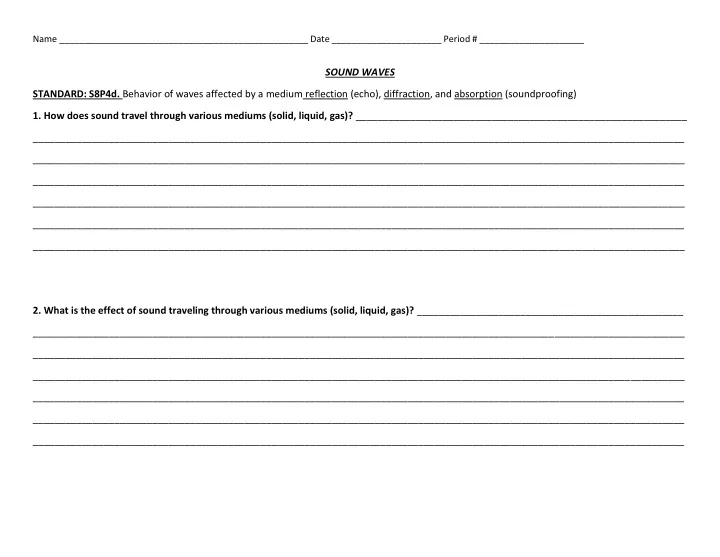sound waves standard s8p4d behavior of waves affected by