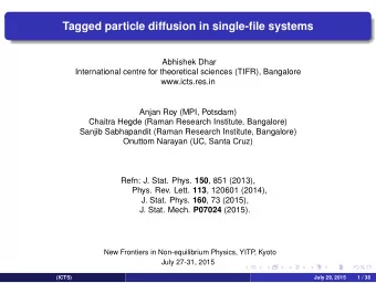 Tagged particle diffusion in single-file systems  Abhishek Dhar  International centre for