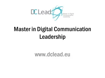 Leadership  www.dclead.eu  The Core Competencies  Digital technology and their developments