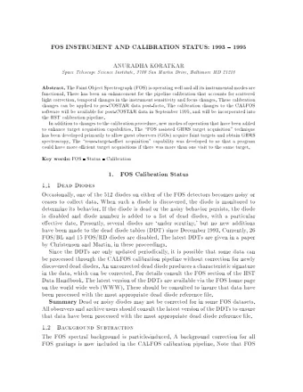 F  OS  INSTR  UMENT  AND  CALIBRA  TION  ST  A  TUS        ANURADHA