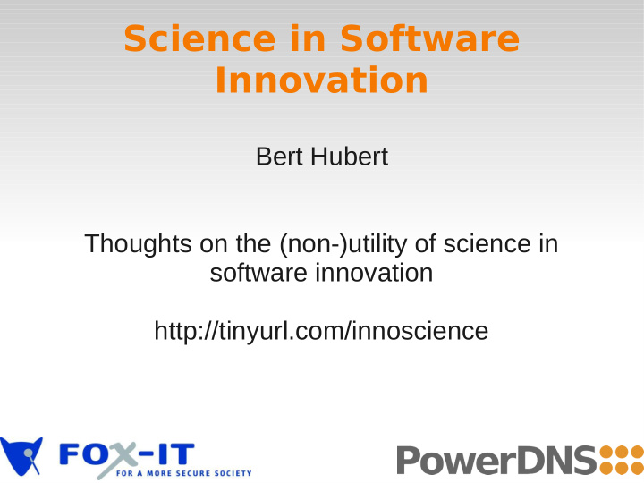 science in software innovation