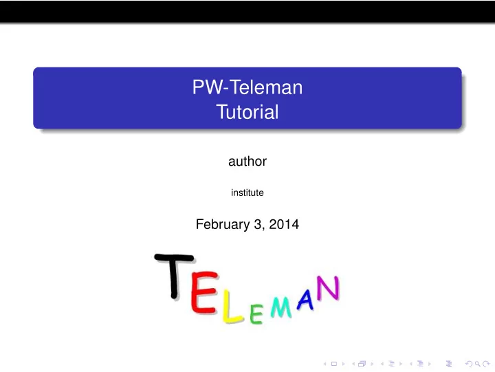 pw teleman tutorial