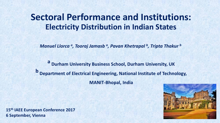 sectoral performance and institutions