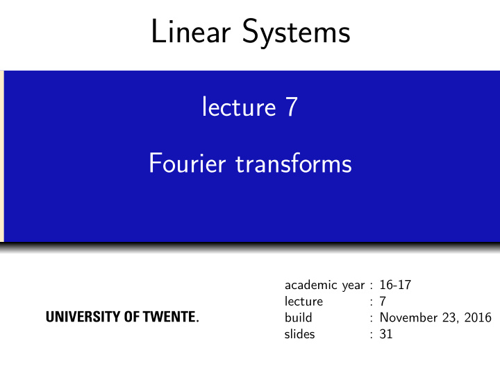 linear systems