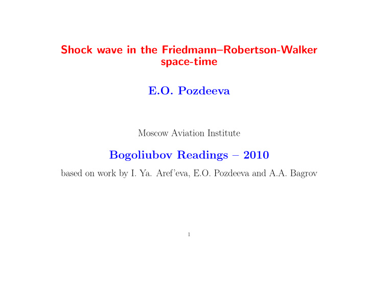 shock wave in the friedmann robertson walker space time e
